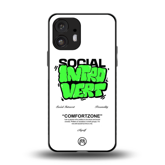 social introvert back phone cover | glass case for nothing phone 2
