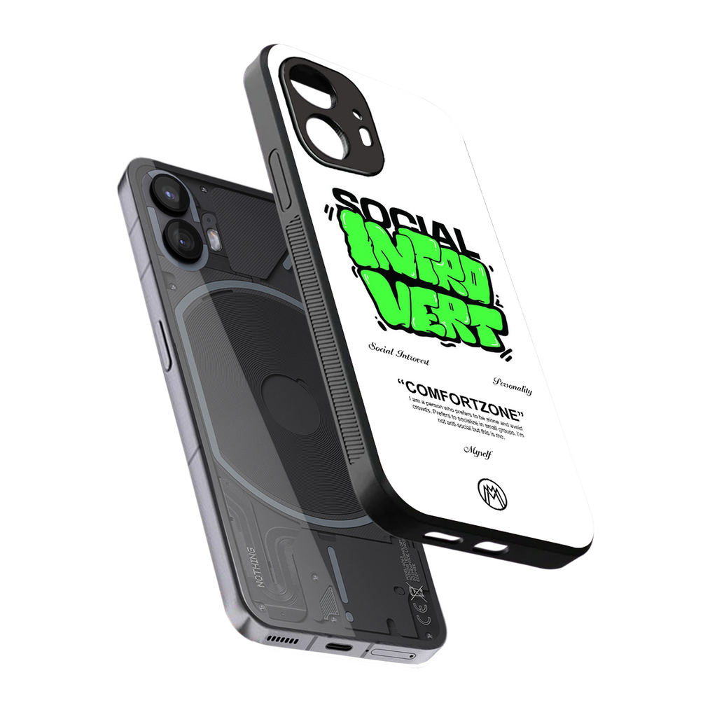 social introvert back phone cover | glass case for nothing phone 2