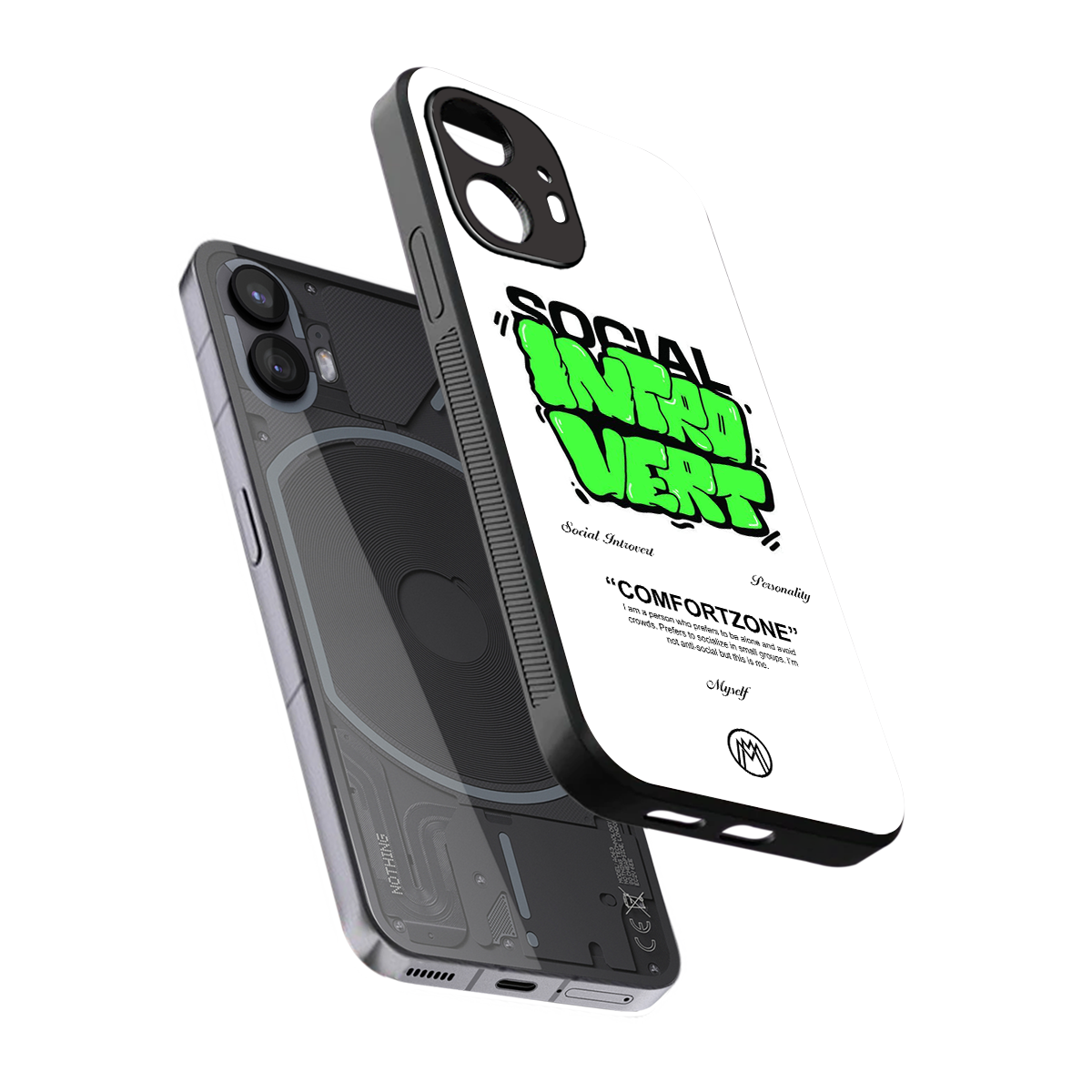 social introvert back phone cover | glass case for nothing phone 2