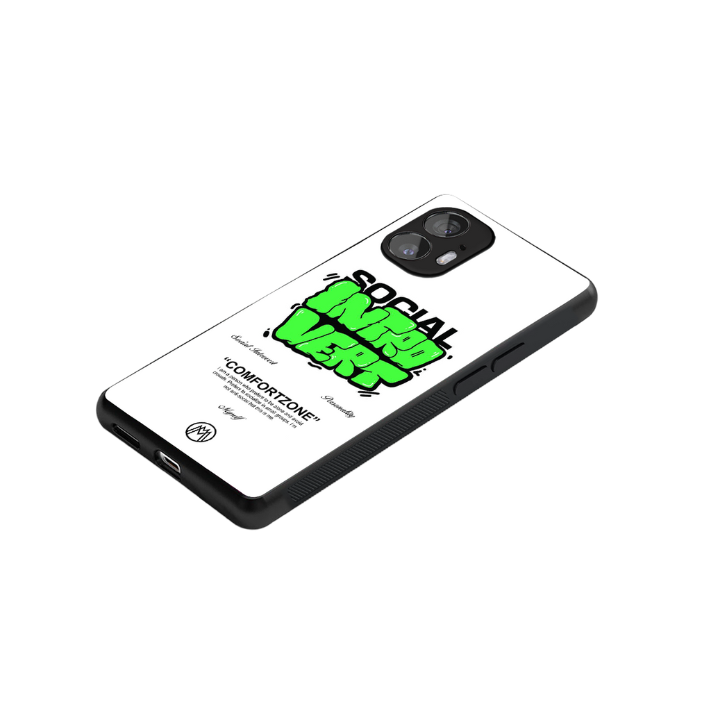 social introvert back phone cover | glass case for nothing phone 2