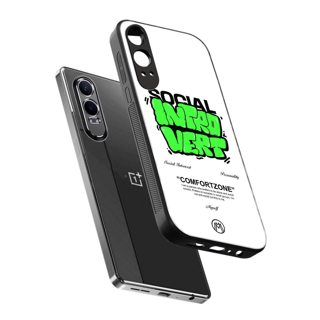 social introvert back phone cover | glass case for oneplus nord ce 4 lite