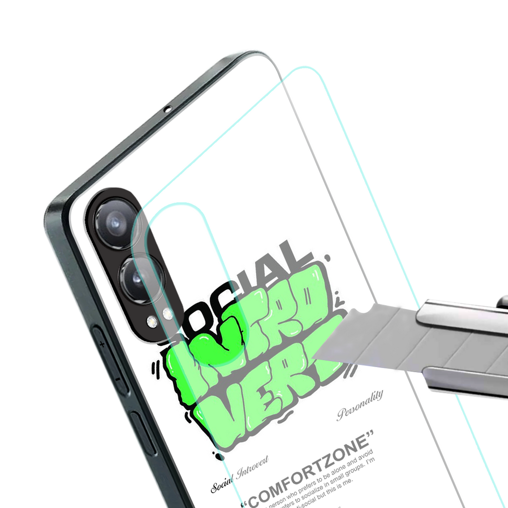 social introvert back phone cover | glass case for oneplus nord ce 4 lite