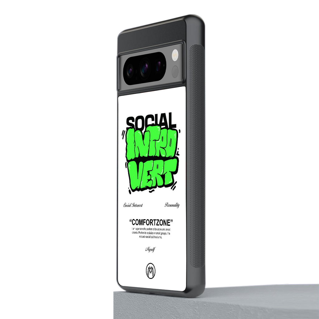 social introvert back phone cover | glass case for google pixel 8 pro