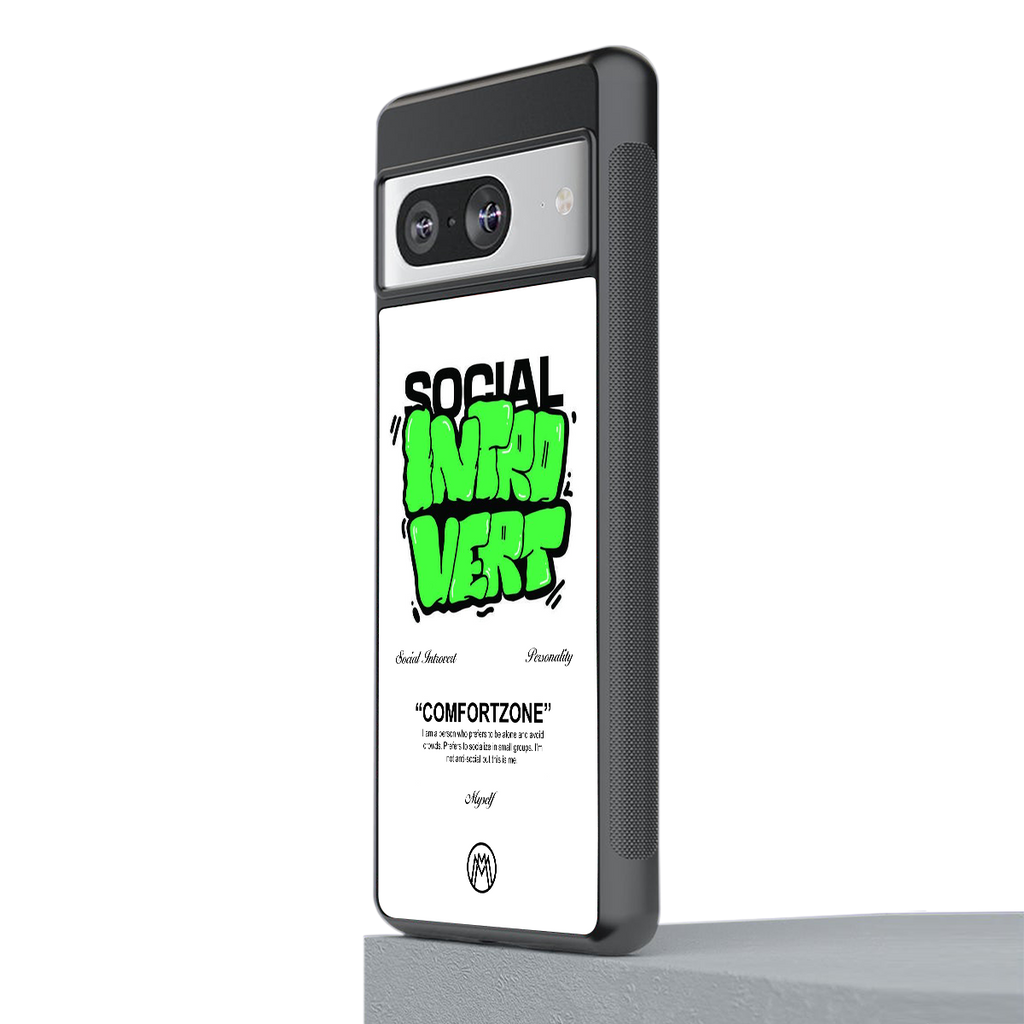 social introvert back phone cover | glass case for Google Pixel 8