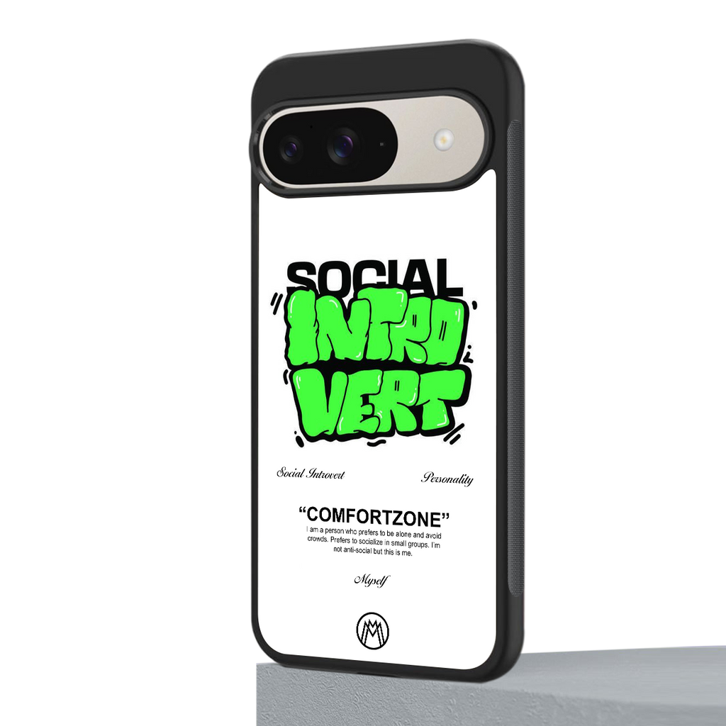 social introvert back phone cover | glass case for google pixel 9
