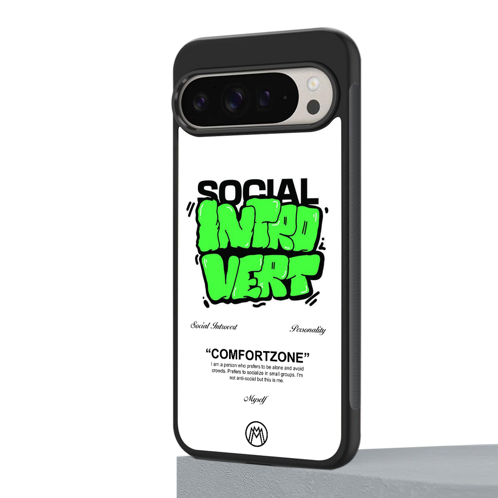 social introvert back phone cover | glass case for google pixel 9 pro