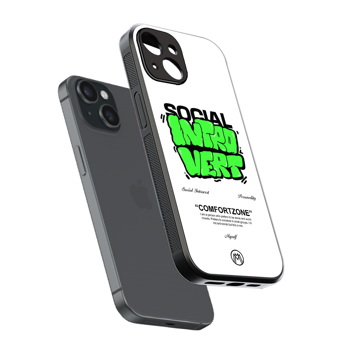 social introvert back phone cover | glass case for iphone 15
