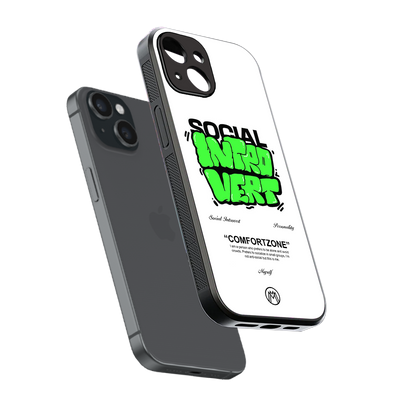 social introvert back phone cover | glass case for iphone 15
