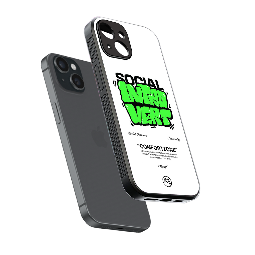 social introvert back phone cover | glass case for iphone 14