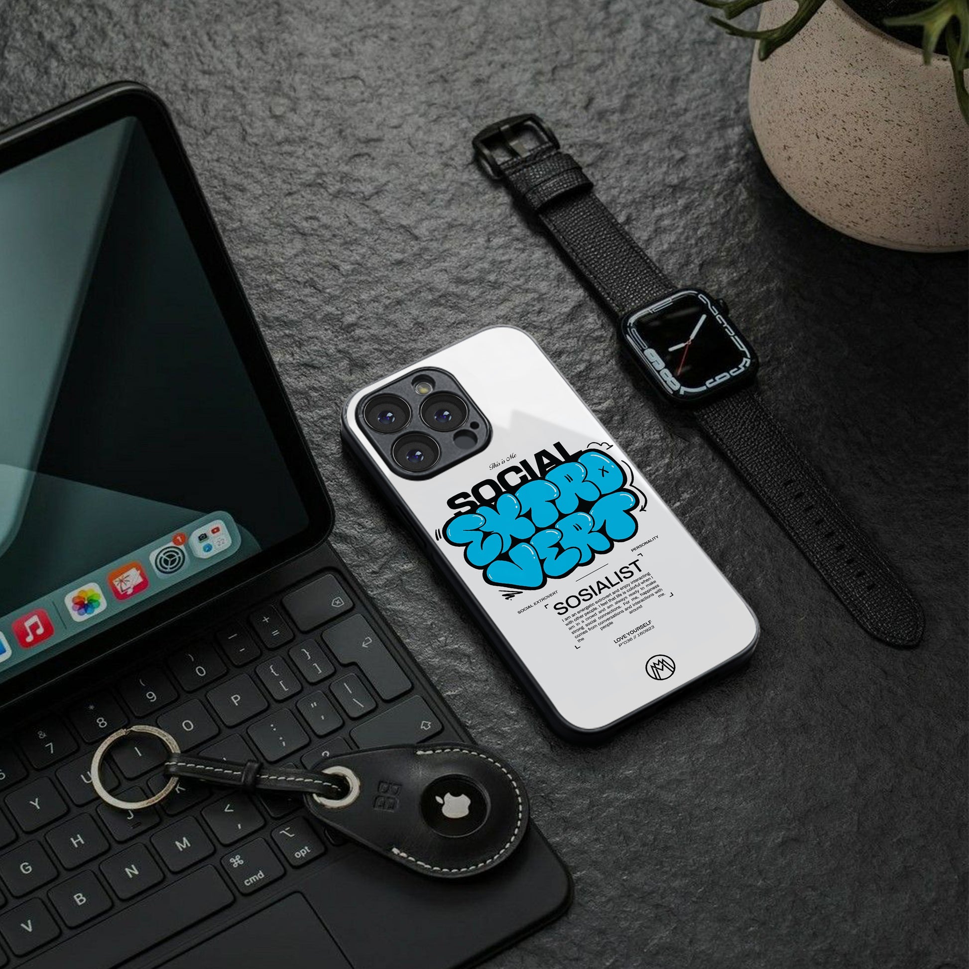social extrovert back phone cover | glass case for iphone 16