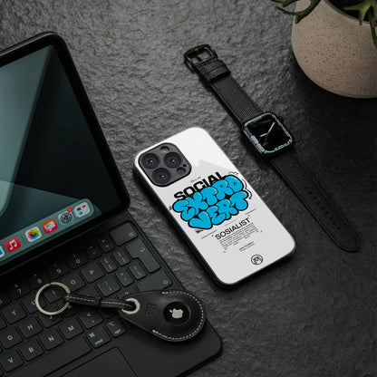 social extrovert back phone cover | glass case for iphone 16