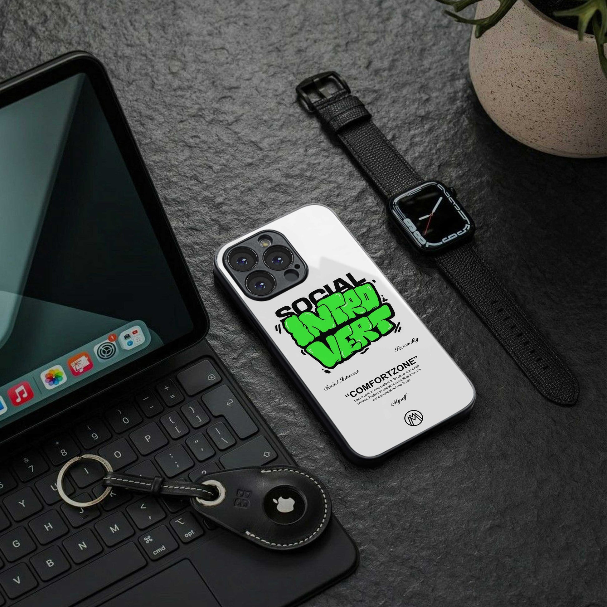 social introvert back phone cover | glass case for iphone 13 pro max