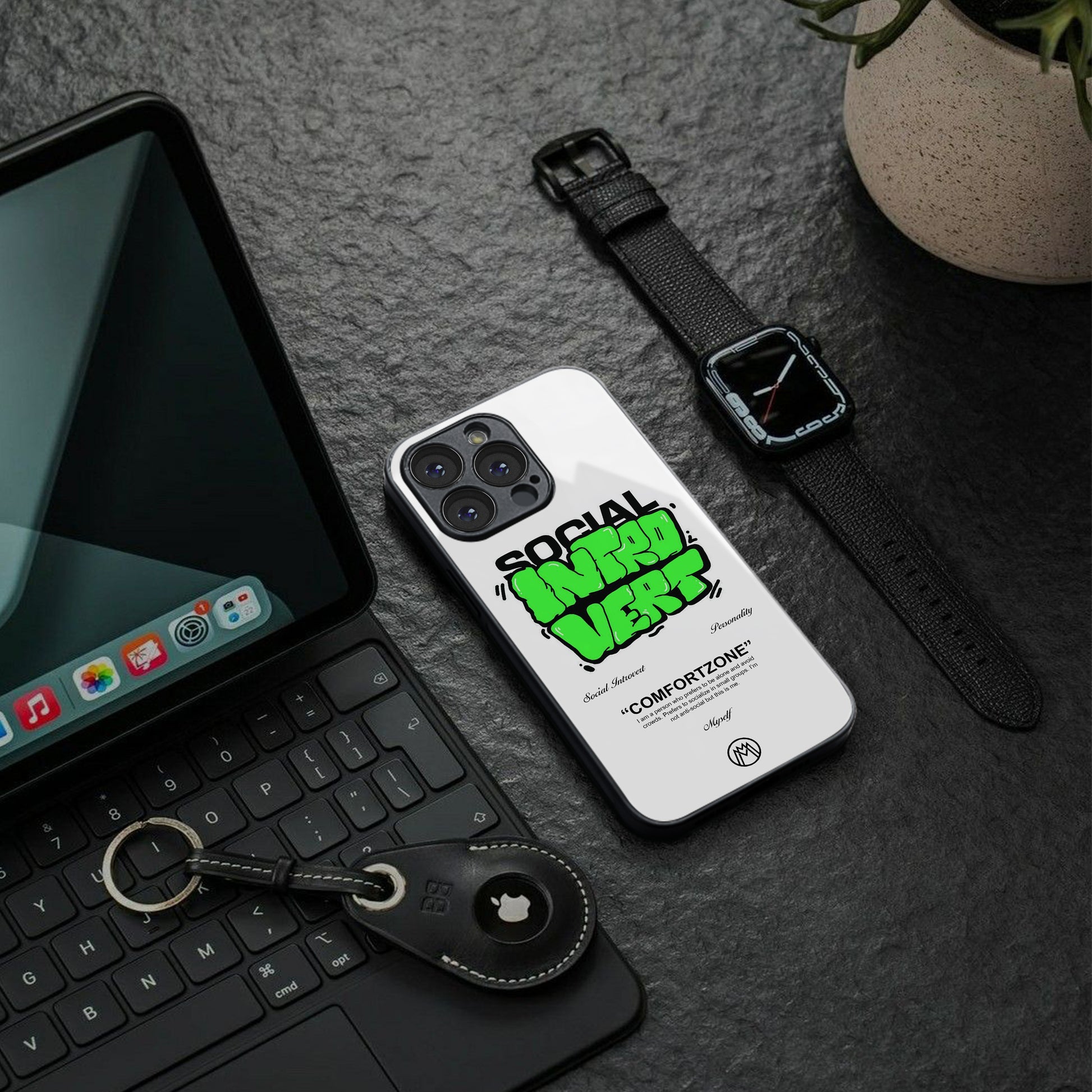 social introvert back phone cover | glass case for iphone 15 pro