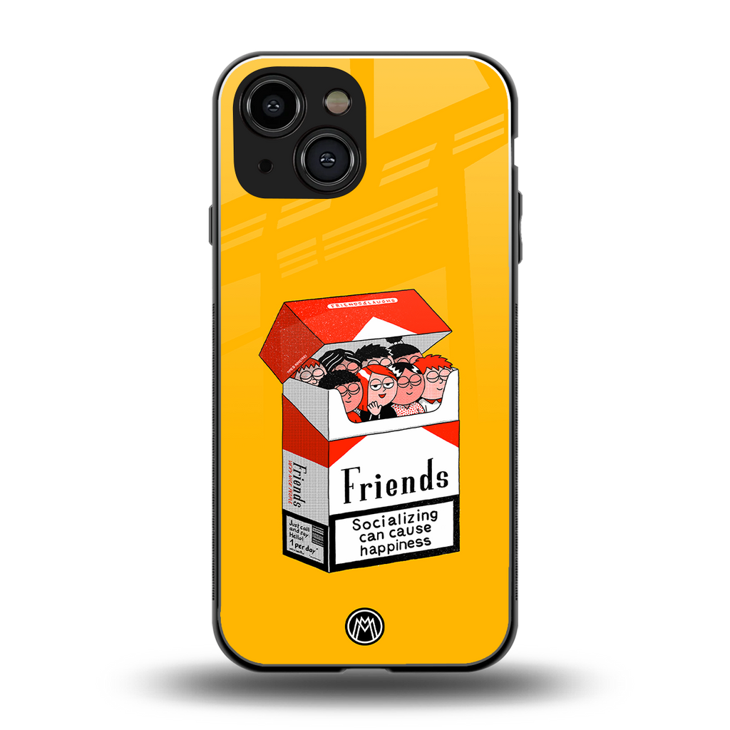 socializing can cause happiness back phone cover | glass case for iphone 13 mini