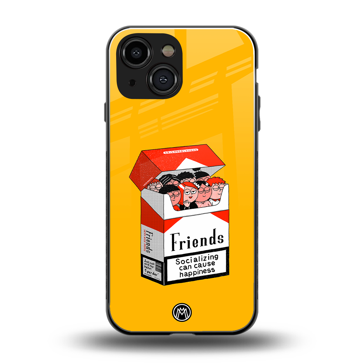 socializing can cause happiness back phone cover | glass case for iphone 13 mini