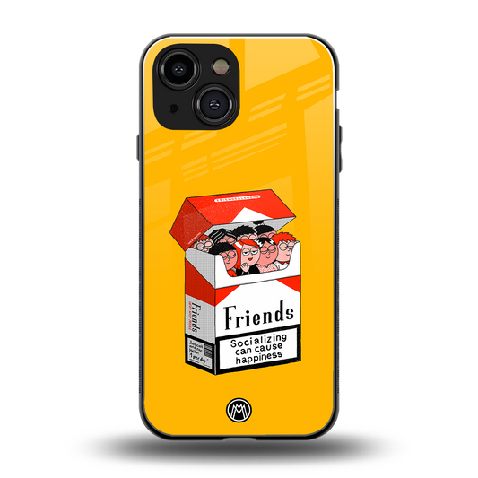 socializing can cause happiness back phone cover | glass case for iphone 13 mini
