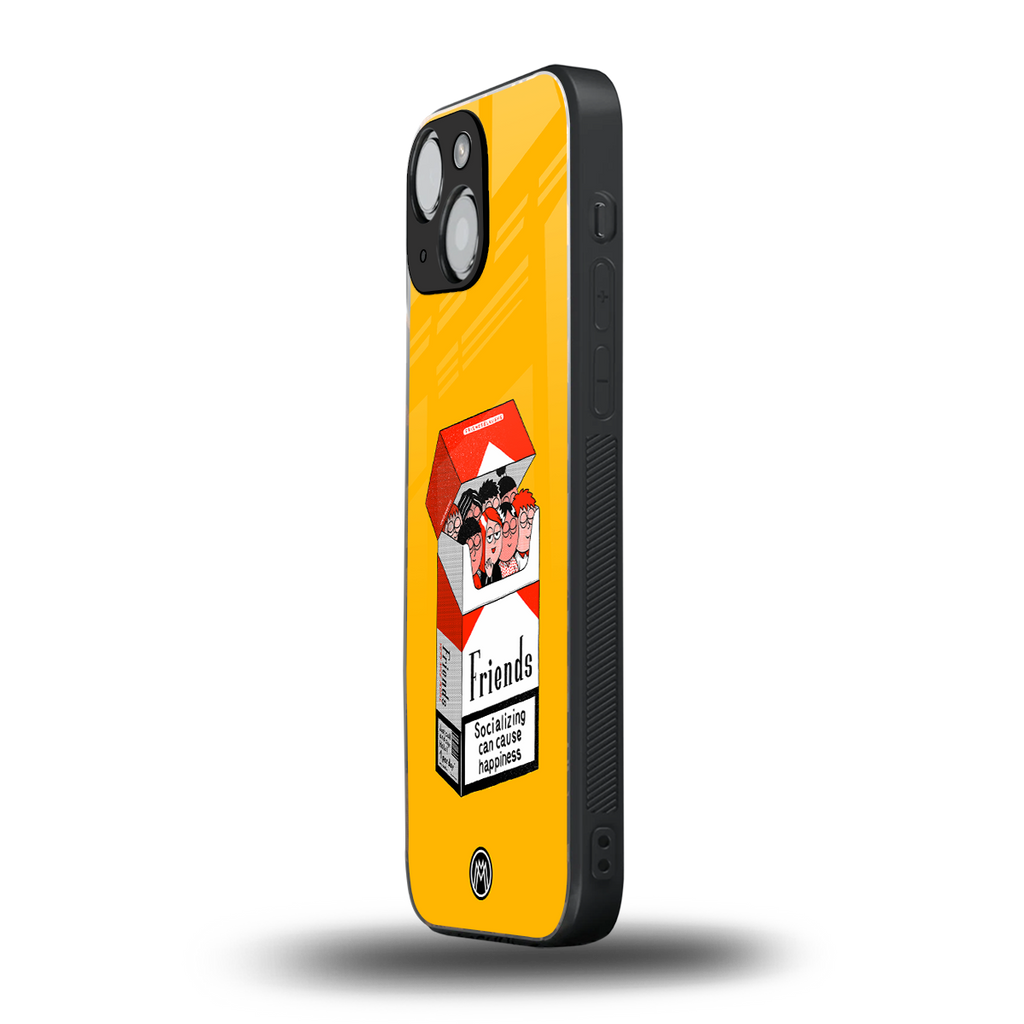 socializing can cause happiness back phone cover | glass case for iphone 13 mini
