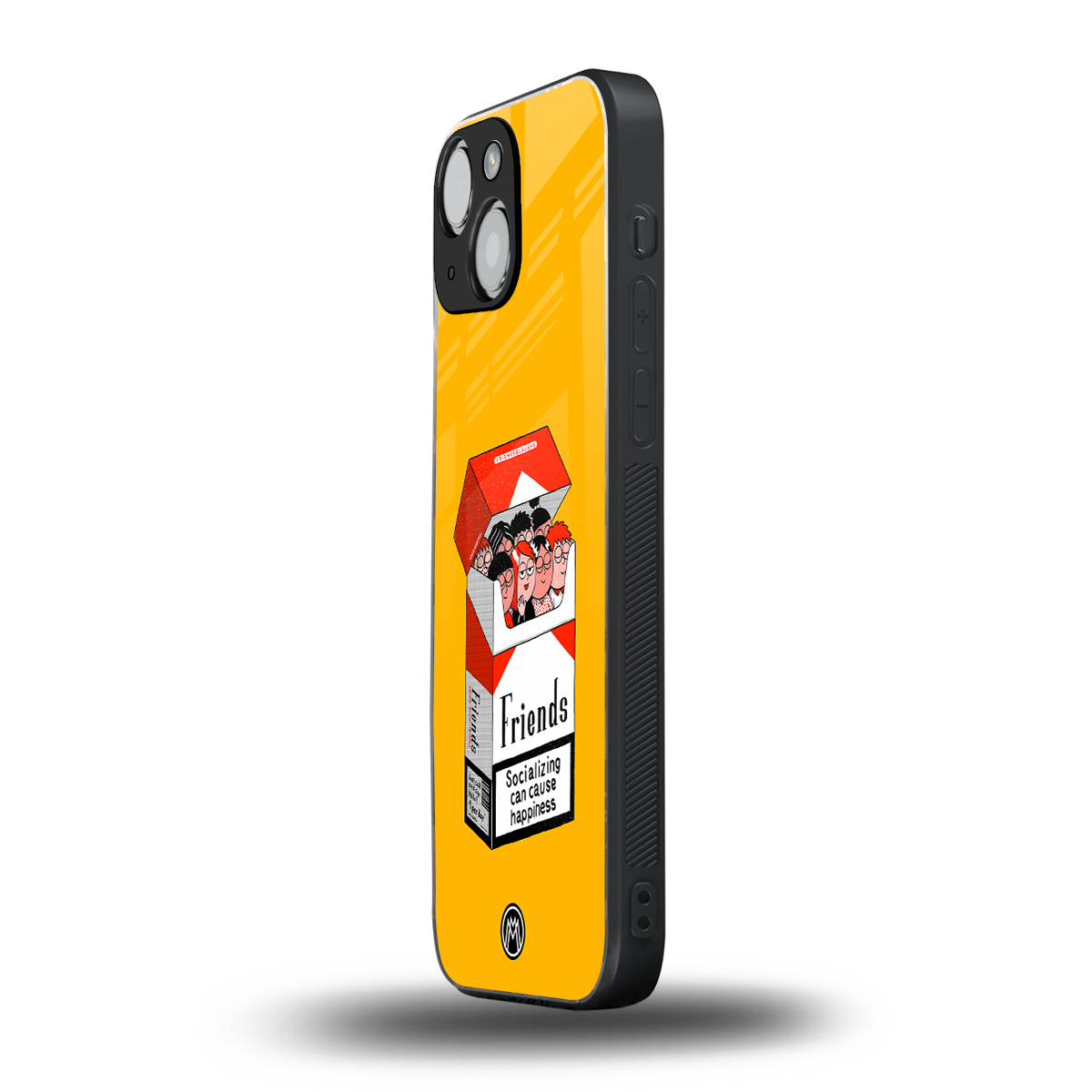 socializing can cause happiness back phone cover | glass case for iphone 13 mini