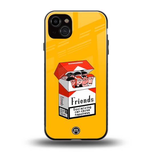socializing can cause happiness back phone cover | glass case for iphone 15 plus