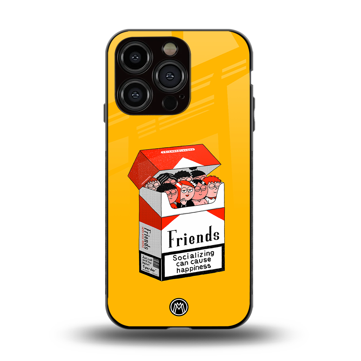 socializing can cause happiness back phone cover | glass case for iphone 15 pro