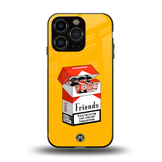 socializing can cause happiness back phone cover | glass case for iphone 15 pro