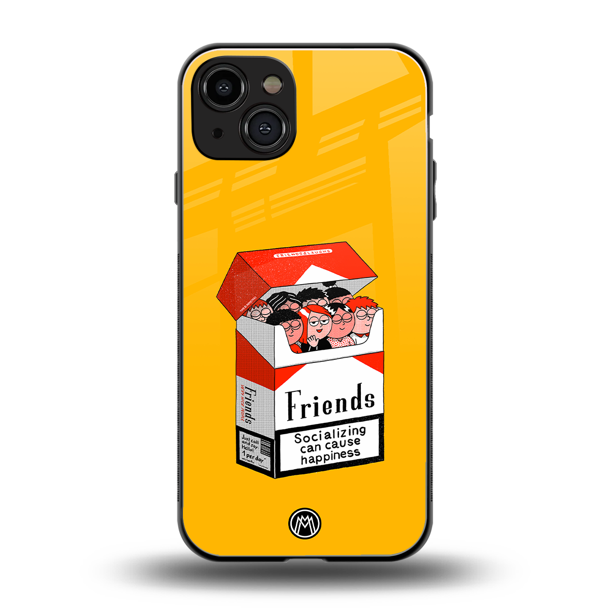 socializing can cause happiness back phone cover | glass case for iphone 15