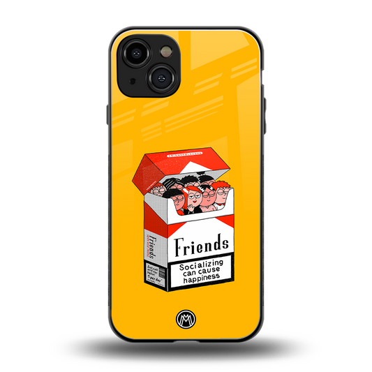 socializing can cause happiness back phone cover | glass case for iphone 15