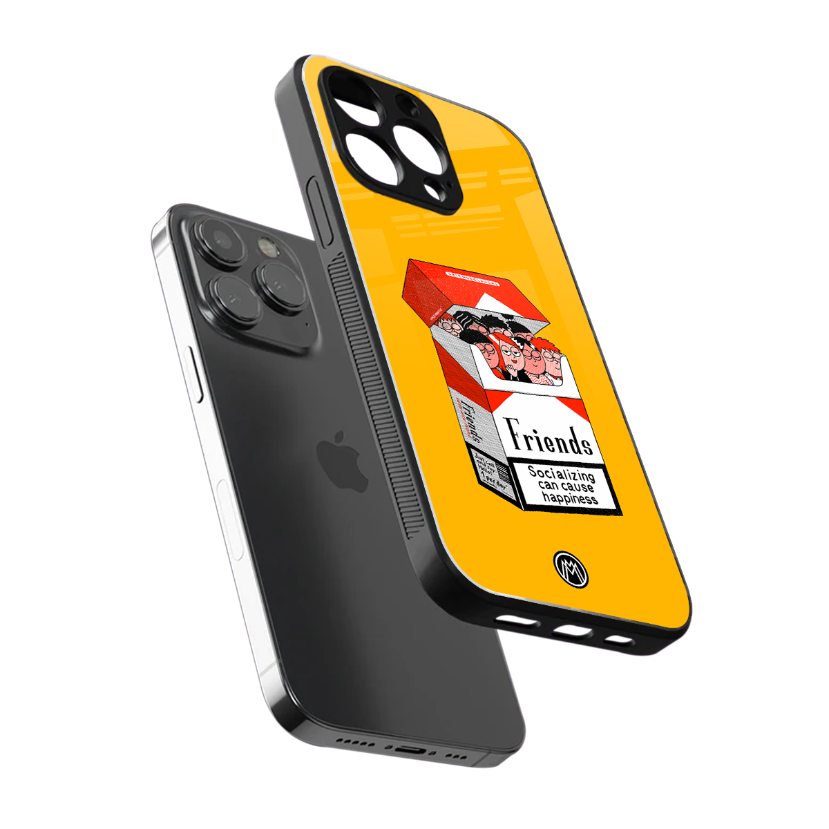 socializing can cause happiness back phone cover | glass case for iphone 15 pro