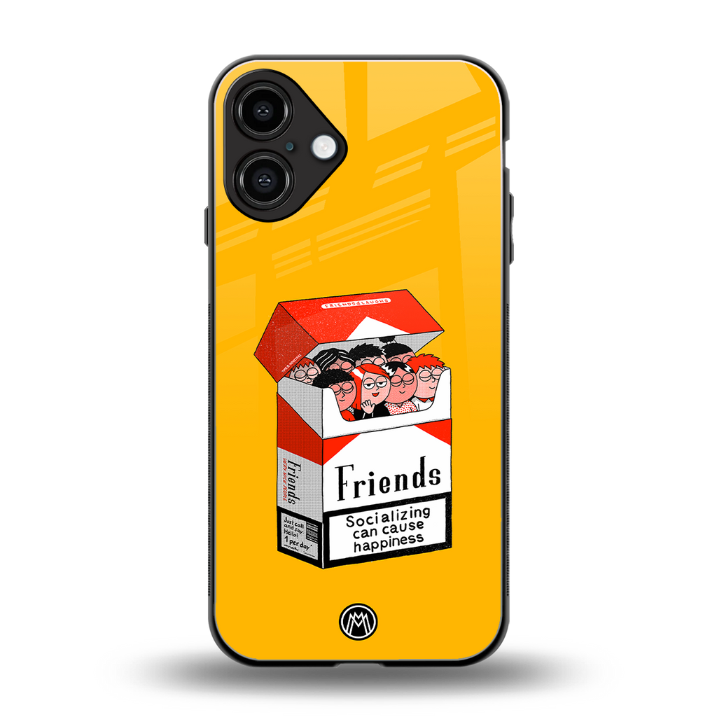 socializing can cause happiness back phone cover | glass case for iphone 16 plus