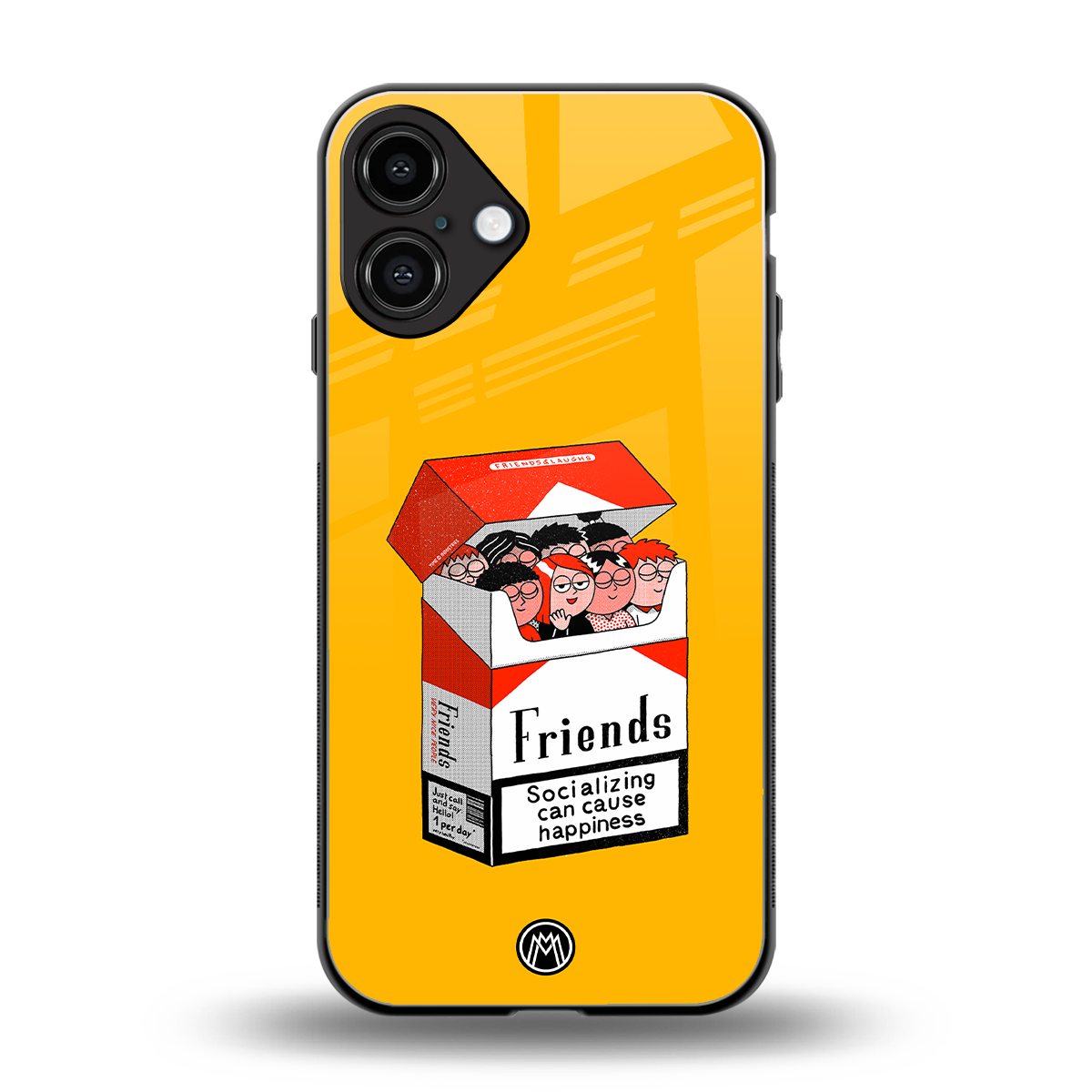 socializing can cause happiness back phone cover | glass case for iphone 16 plus