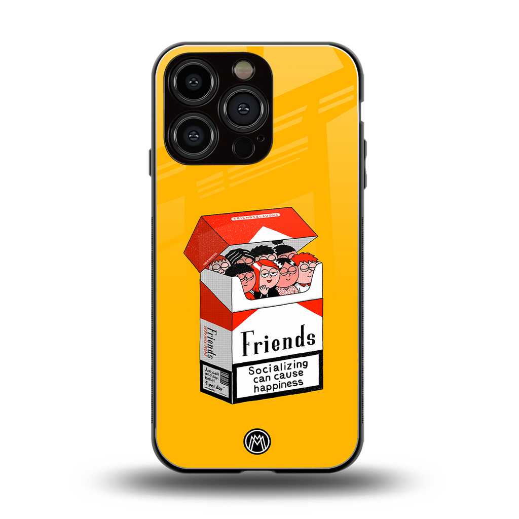 socializing can cause happiness back phone cover | glass case for iphone 16 pro