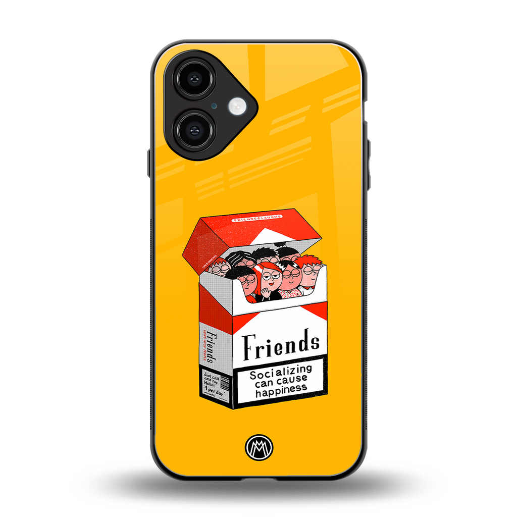 socializing can cause happiness back phone cover | glass case for iphone 16