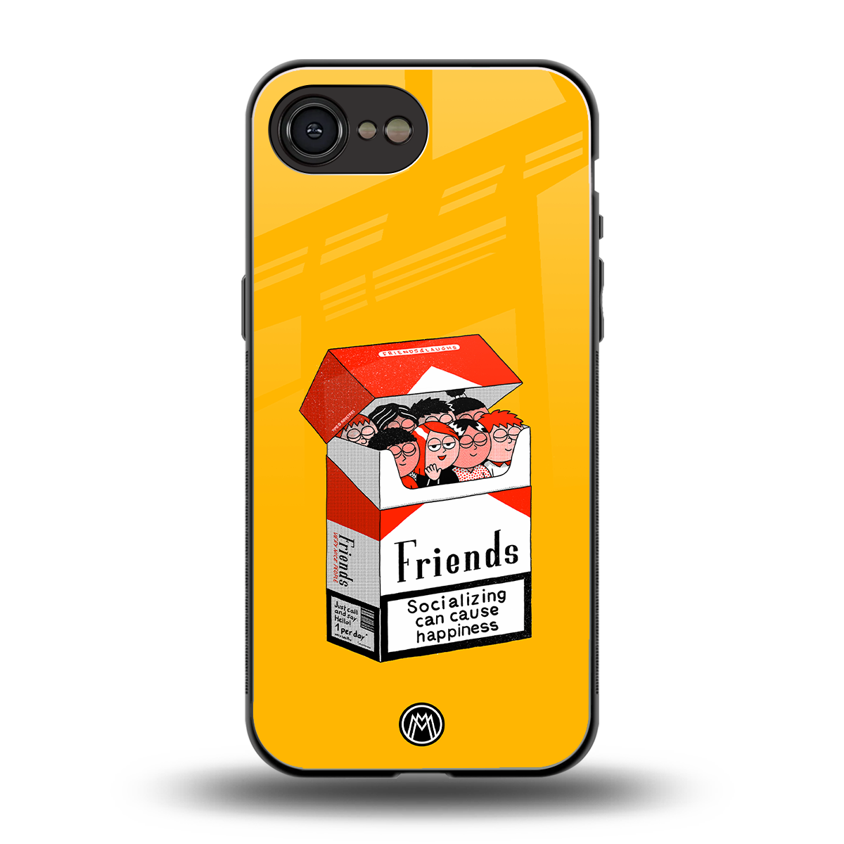 socializing can cause happiness back phone cover | glass case for iphone 16e