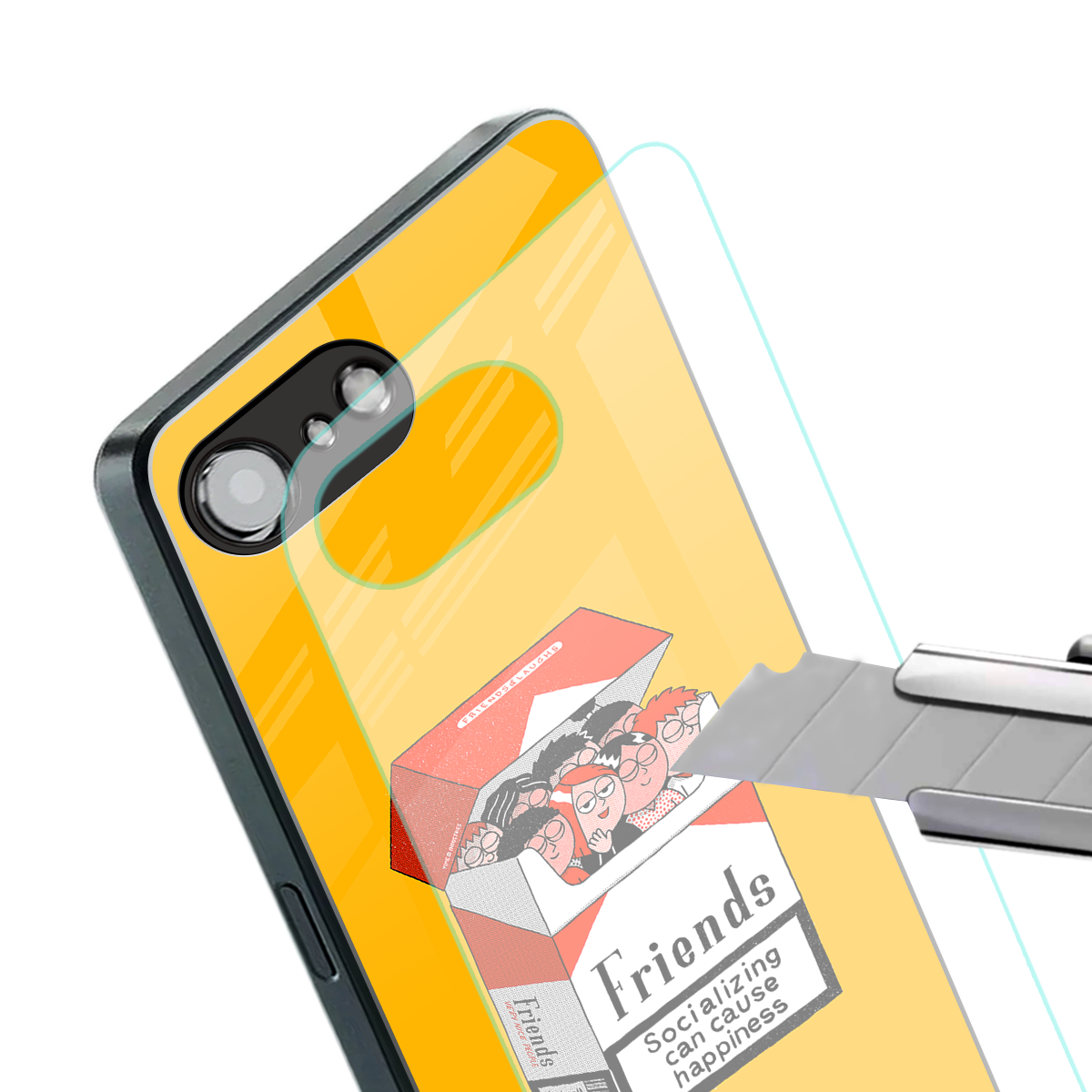 socializing can cause happiness back phone cover | glass case for iphone 16e