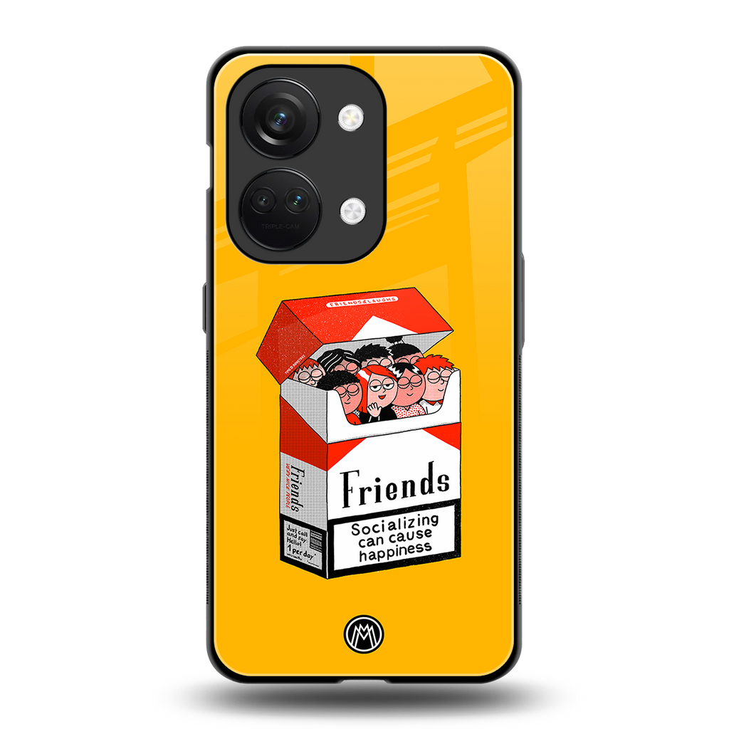 socializing can cause happiness back phone cover | glass case for oneplus nord 3