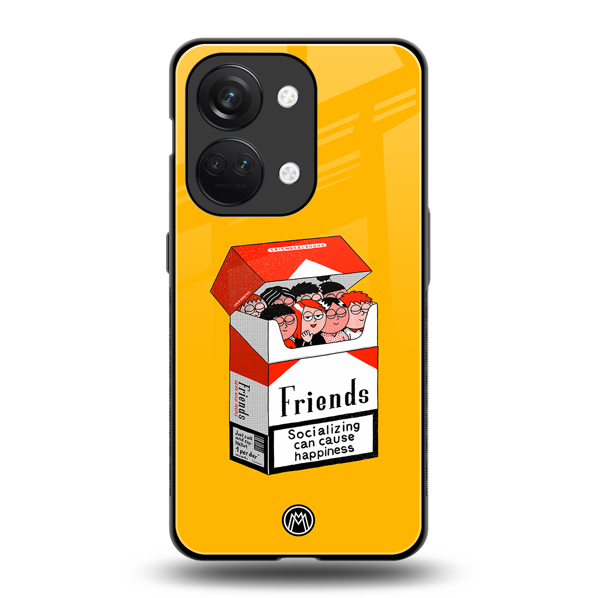 socializing can cause happiness back phone cover | glass case for oneplus nord 3