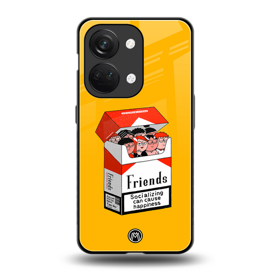 socializing can cause happiness back phone cover | glass case for oneplus nord 3