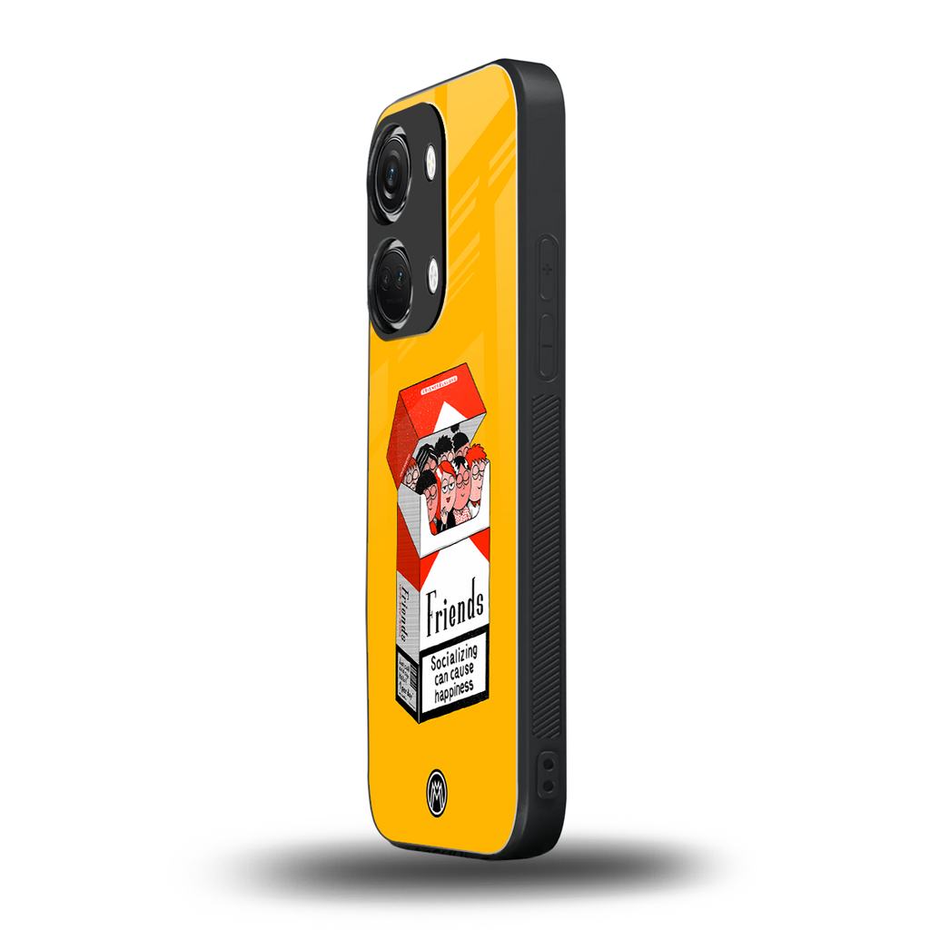 socializing can cause happiness back phone cover | glass case for oneplus nord 3