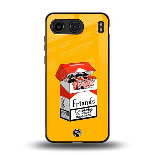 socializing can cause happiness back phone cover | glass case for oneplus nord 4