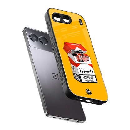 socializing can cause happiness back phone cover | glass case for oneplus nord 4