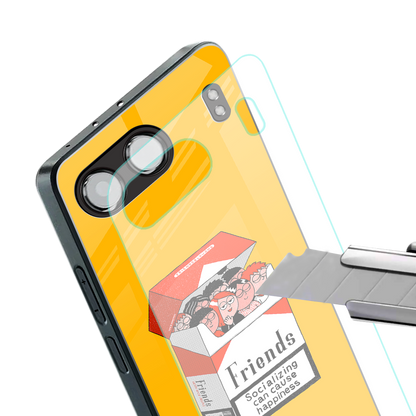 socializing can cause happiness back phone cover | glass case for oneplus nord 4