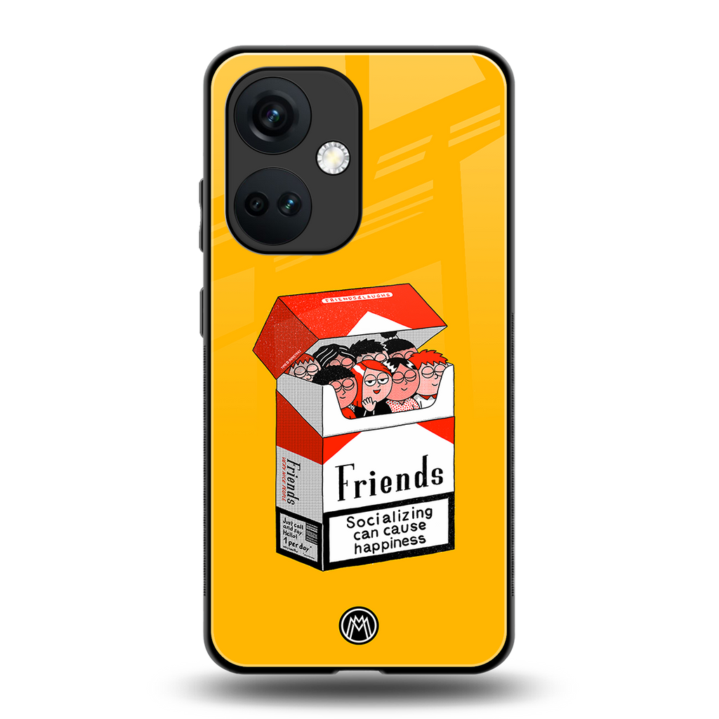 socializing can cause happiness back phone cover | glass case for oneplus nord ce 3