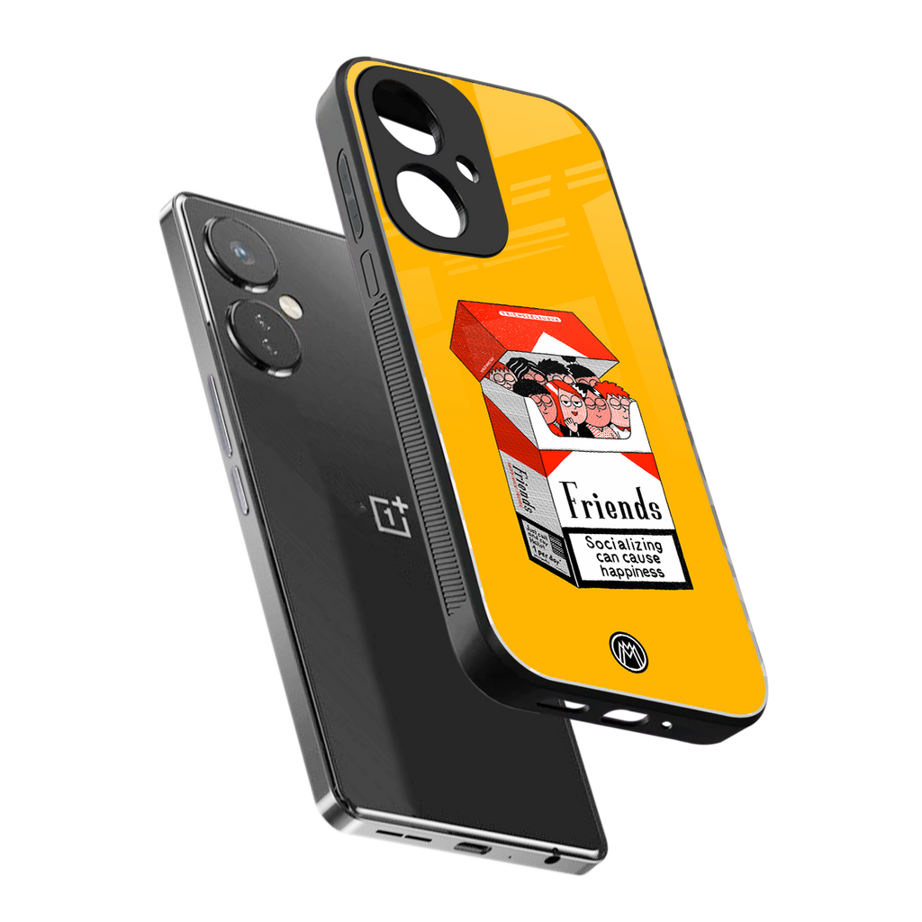 socializing can cause happiness back phone cover | glass case for oneplus nord ce 3