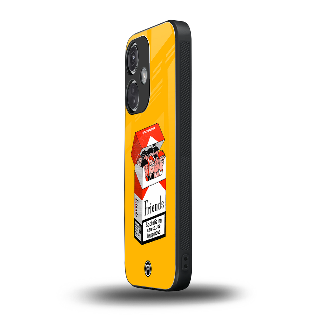 socializing can cause happiness back phone cover | glass case for oneplus nord ce 3