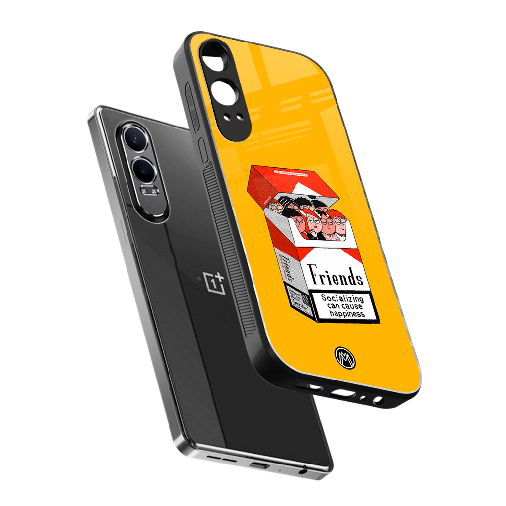 socializing can cause happiness back phone cover | glass case for oneplus nord ce 4 lite