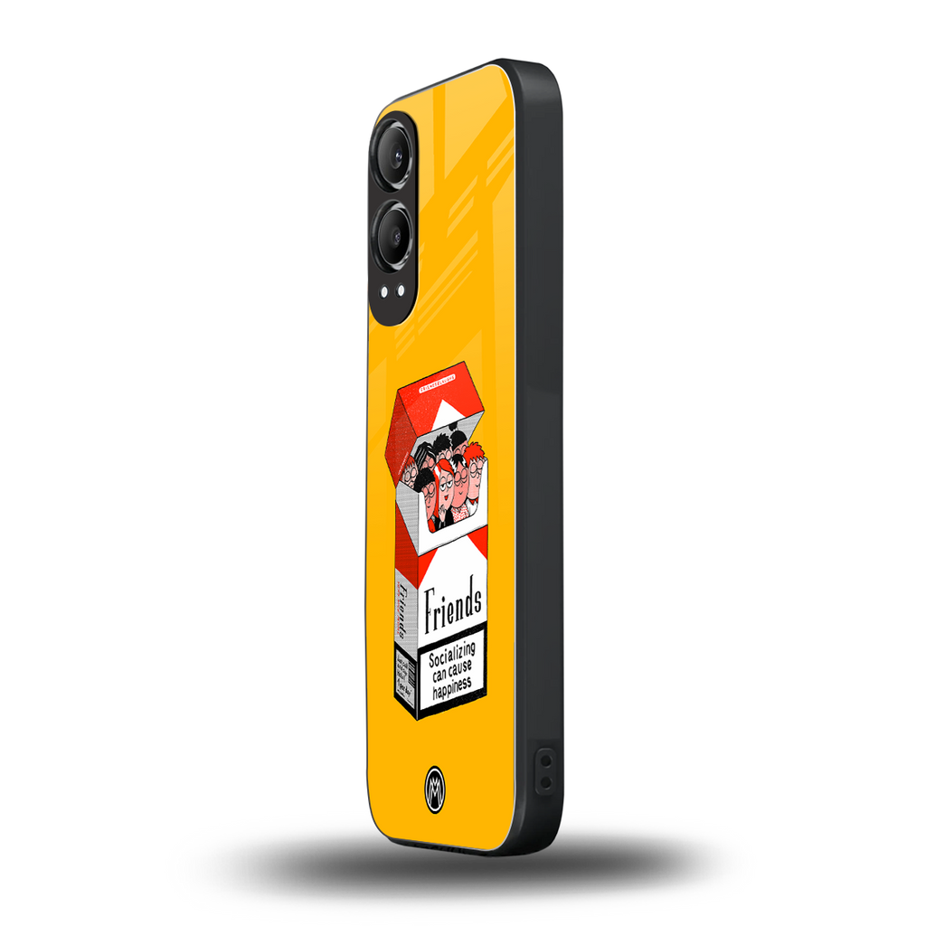 socializing can cause happiness back phone cover | glass case for oneplus nord ce 4 lite