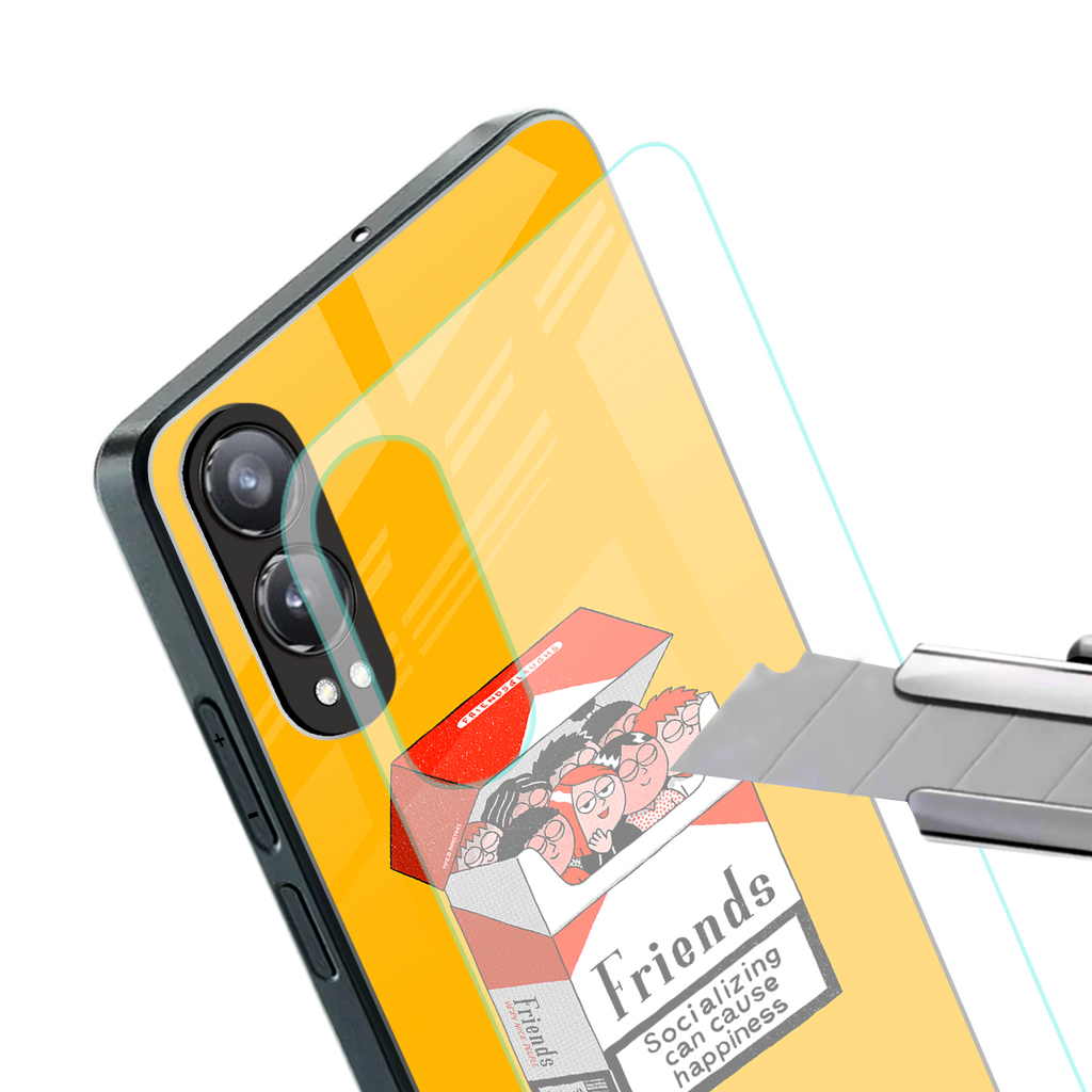 socializing can cause happiness back phone cover | glass case for oneplus nord ce 4 lite