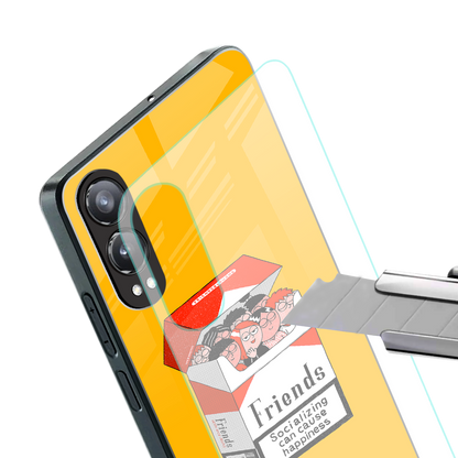socializing can cause happiness back phone cover | glass case for oneplus nord ce 4 lite