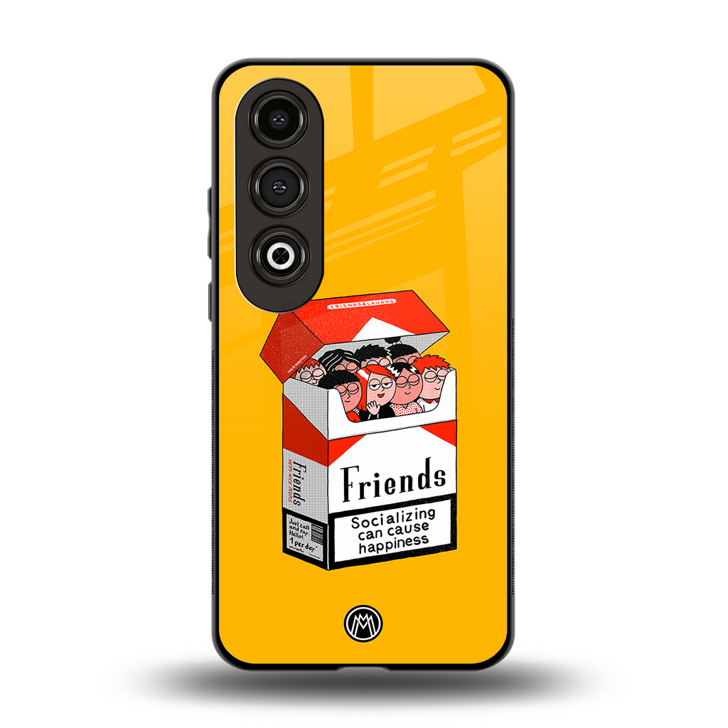 socializing can cause happiness back phone cover | glass case for oneplus nord ce 4
