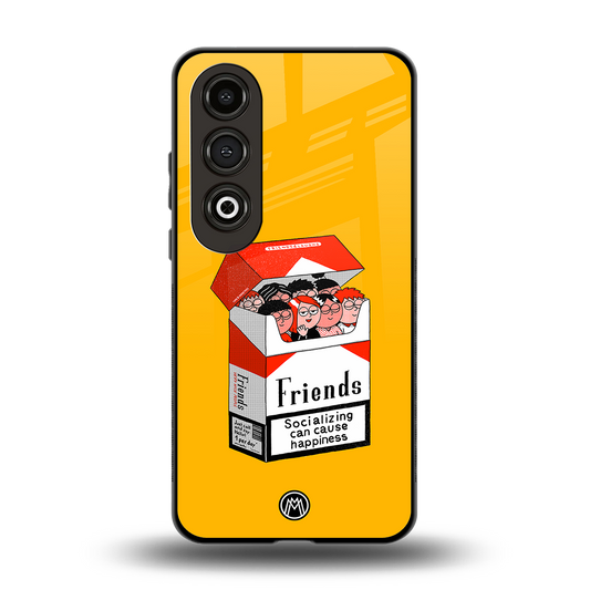 socializing can cause happiness back phone cover | glass case for oneplus nord ce 4